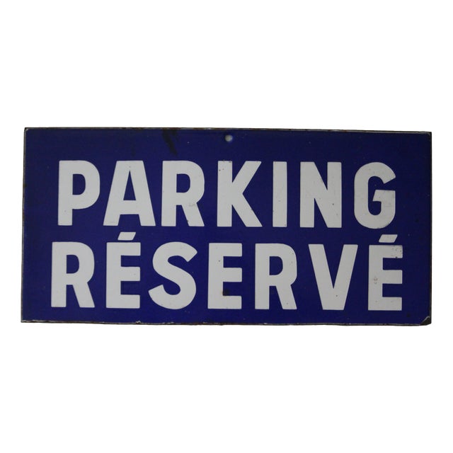 Blue and White Enamel Metal Traffic Sign, 1950s For Sale