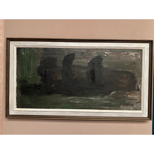 Jonne Bergström, Dark Abstract, 1950s, Oil on Canvas, Framed For Sale - Image 16 of 17