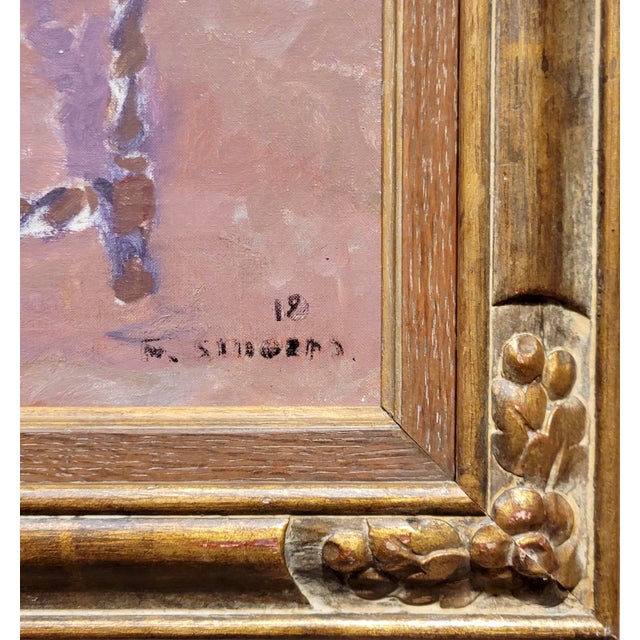 Frans Smeers -Portrait of a Girl With a Black Hat - Oil Painting For Sale - Image 9 of 12