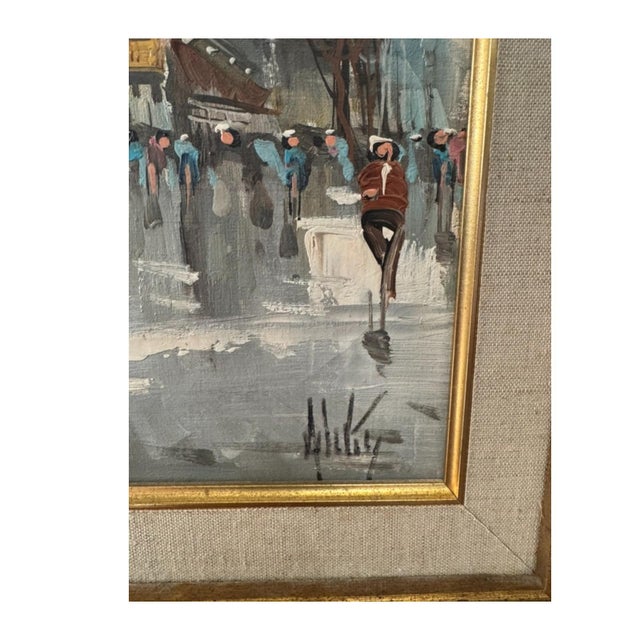 Mid-Century Modern Mid 20th Century Antonio DeVity Parisian Street Scene Post Impressionist Original Oil Painting Framed, Signed and Stamped For Sale - Image 3 of 5