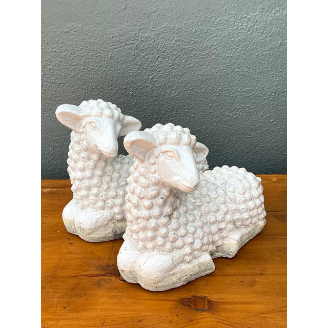 Vintage Sheep Figurines in Ceramic - Set of 2 For Sale - Image 13 of 17
