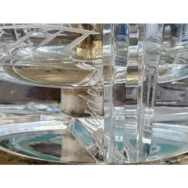 Dresden Porcelain Mid-20th Century Signed Dresden German Cut Crystal & Brass Hollywood Regency Table Lamp For Sale - Image 4 of 12