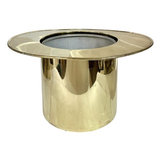 Vintage French Brass Art Deco Style Brass Finish Top Hat Ice Champagne Bucket Cooler For Sale