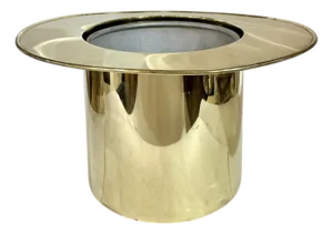 Vintage French Brass Art Deco Style Brass Finish Top Hat Ice Champagne Bucket Cooler