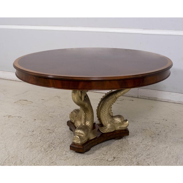 Maitland - Smith Maitland Smith Round Dolphin Base Mahogany Dining Room Center Table For Sale - Image 4 of 13