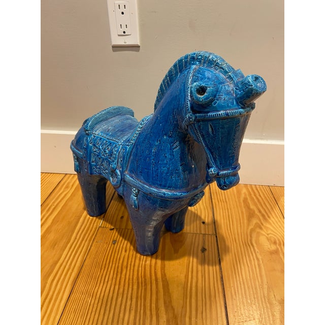 Exceptionally rare and sought-after piece of Mid-Century Italian design - a stunningly large "Rimini Blu" ceramic horse...