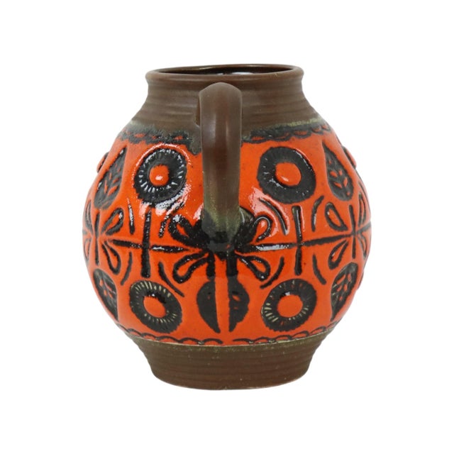Mid-Century Modern West German Orange Pottery Wekara Vase, 1960s For Sale - Image 3 of 10
