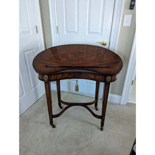 1990s Kidney Shaped Ladies Writing Table/Desk With Tilt Top For Sale - Image 9 of 12