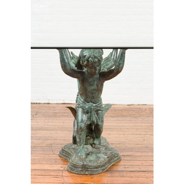Metal Contemporary Greco-Roman Style Bronze Double Cherub Dining Table Base For Sale - Image 7 of 10