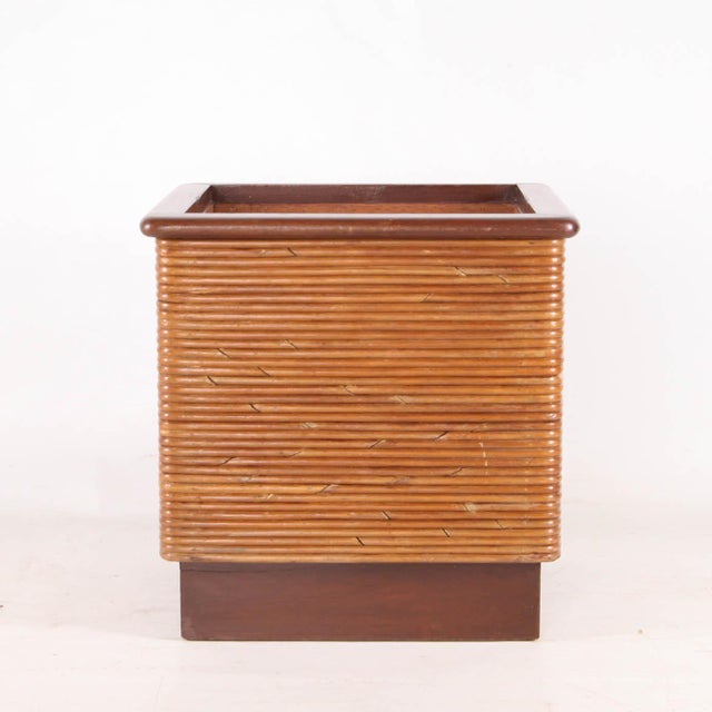 Large rattan and wood planters from the 1970s. High-quality craftsmanship in very good condition. 3 planters in total,...