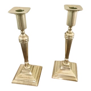 Vintage Brass Candles Holders- a Pair For Sale