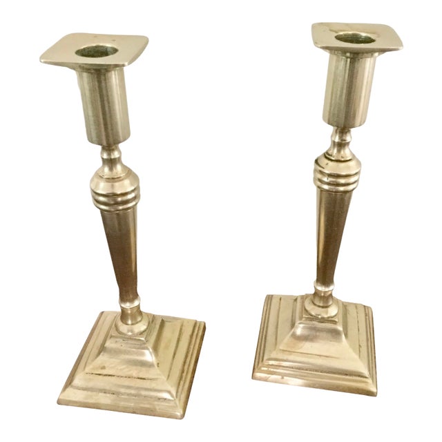 Vintage Brass Candles Holders- a Pair For Sale