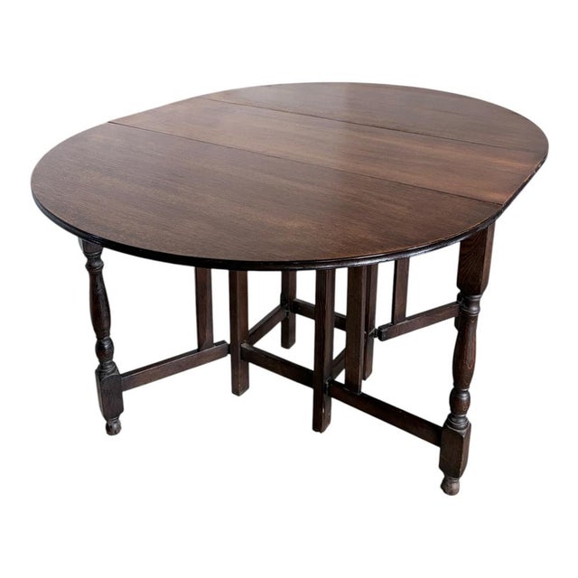 Vintage Oak Drop Leaf Dining Table, 1950s For Sale - Image 4 of 10