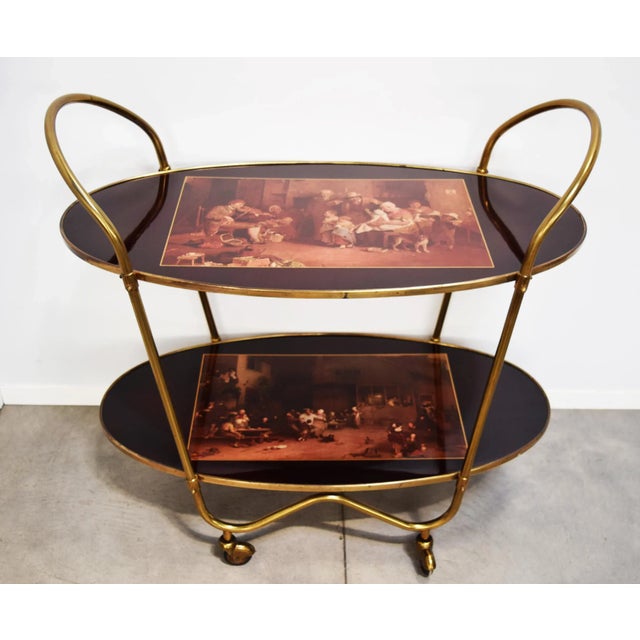 Vintage Brass Bar Cart, 1960s For Sale - Image 6 of 6