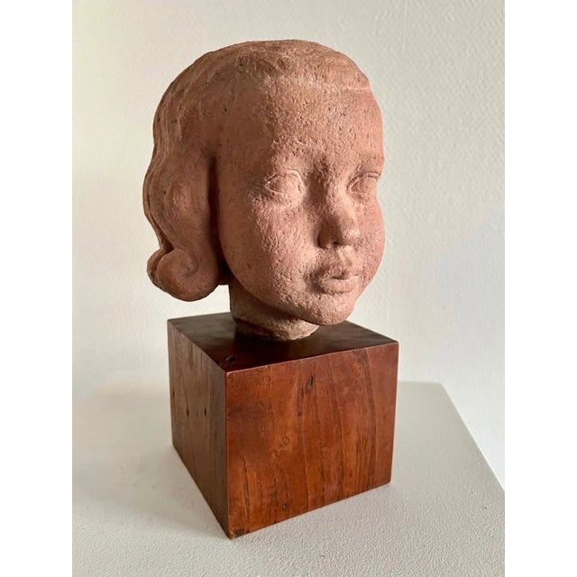 Young girl sculpture signed Albert-André AEBLY, artist represented in the Belgian Royal Museum and author of "The Wolf"...