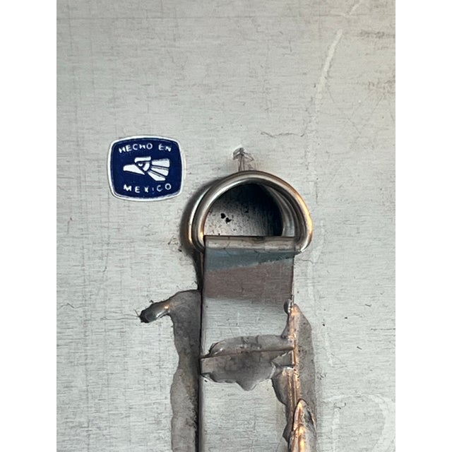 1970s Vintage Large Mid Century Sheet Metal Tin Clad Mexico Mirror Tile 1970s For Sale - Image 5 of 8