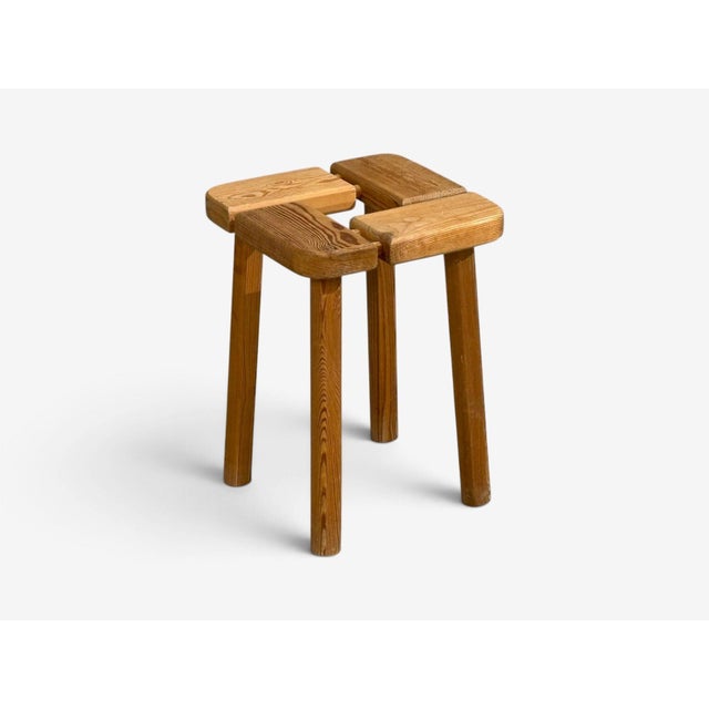 Mid-Century Modern Olof Ottelin Attr., Finnish Mid-Century Modern, Stool, Pine, Finland, 1950s For Sale - Image 3 of 8