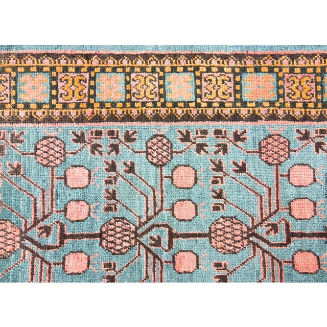 Robin's Egg Blue Early 20th Century Central Asian Kohtan Rug For Sale - Image 8 of 14
