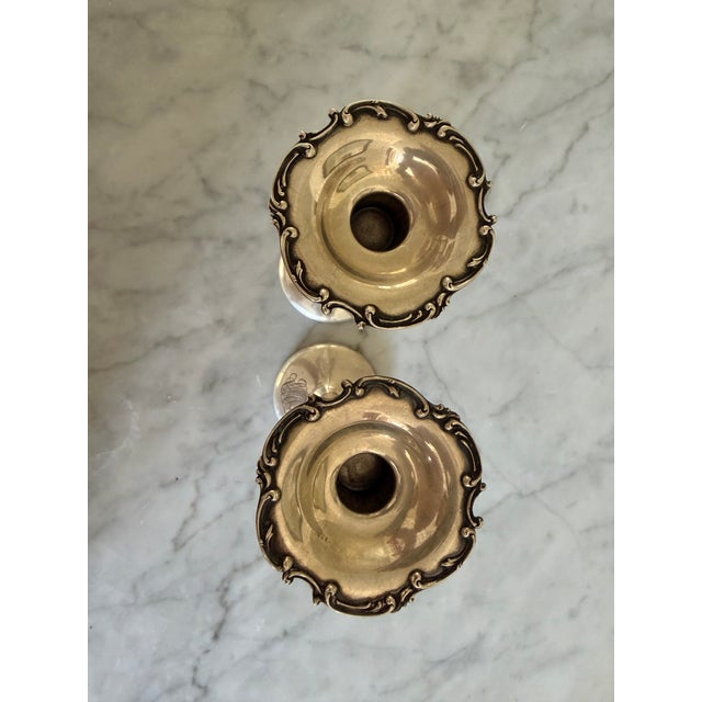 Art Nouveau Sterling Candle Holders Pair For Sale - Image 11 of 14