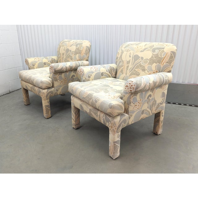 Contemporary 1990s Modern Upholstered Parsons Armchairs by Clyde Peasron - Set of 2 For Sale - Image 3 of 12