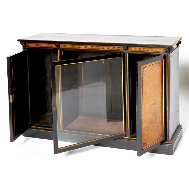 Victorian Antique French Inlaid Walnut Victorian Style Front Glass Door Display Cabinet For Sale - Image 3 of 10