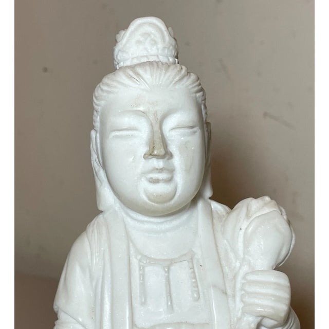 1990s Carved Chinese Marble Stone Samantabhadra Bodhisattva Dehua Sculpture Statue For Sale - Image 12 of 14