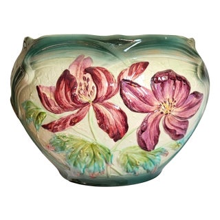19th Century Art Nouveau Earthenware Cachepot from Longchamp, 1890s For Sale
