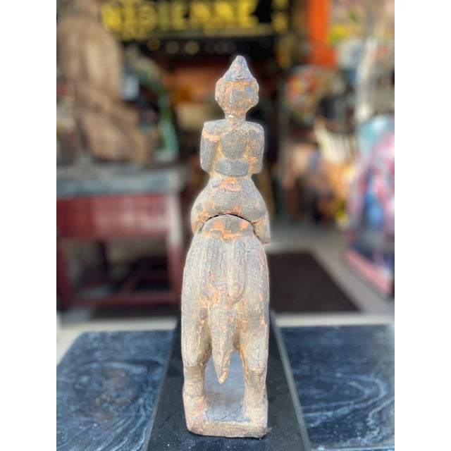 Brown Early Indian Horse With Rider Sculpture For Sale - Image 8 of 9