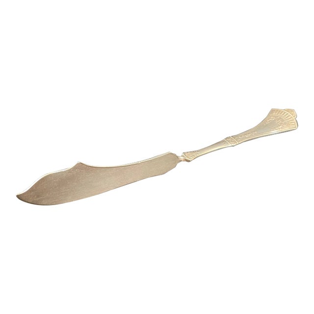 Antique Rogers & Bro A1 Crown 1885 Silverplate Twisted Handle Master Butter Knife With Mono "H" For Sale