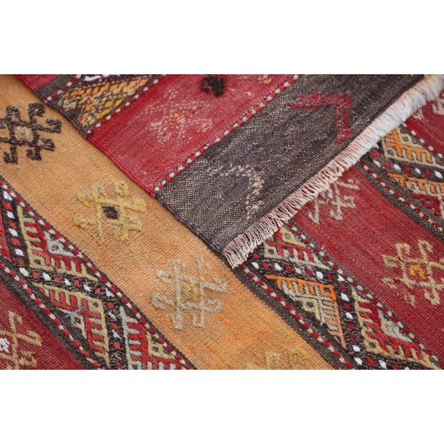 Red 1980s Turkish Red Striped Cecim Kelim For Sale - Image 8 of 9