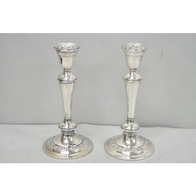 Victorian Vintage Gorham Yc3021 Silver Plated 3 Arm Convertible Candelabra - A Pair For Sale - Image 3 of 15