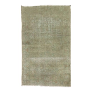 Early 20th Century Zabihi Collection Worn Turkish Accent Rug For Sale