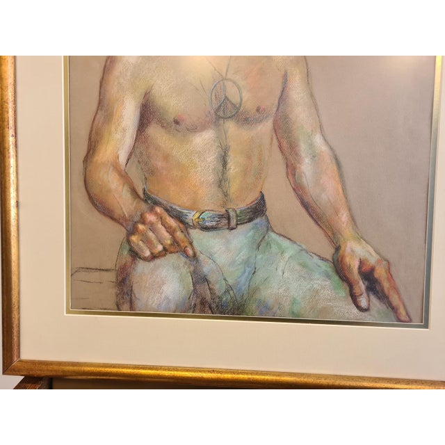 1970s Flora B. Giffuni, “Hippie” — Original Framed Pastel Portrait For Sale - Image 4 of 14