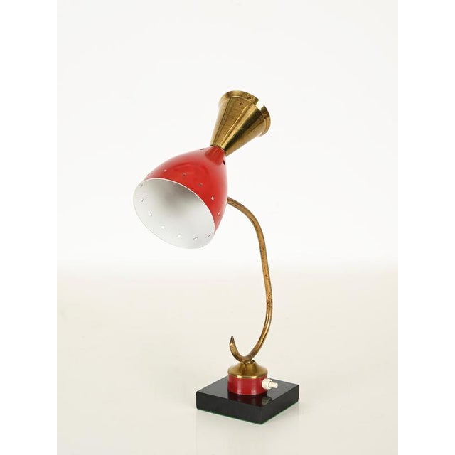 Adjustable Table Lamp in Brass and Red Metal from Stilnovo, Italy, 1950s For Sale - Image 14 of 15