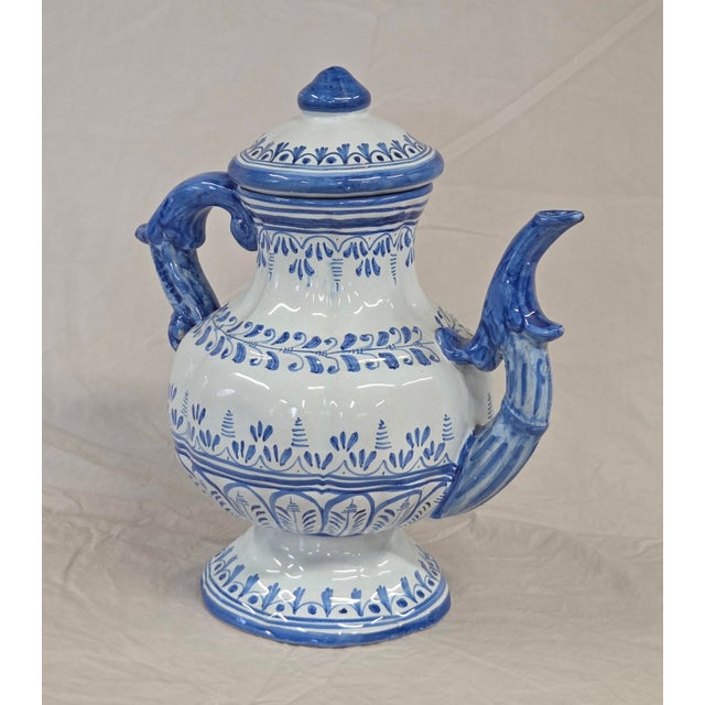 Spanish Vintage Spanish Talavera Blue and White 16 Piece Coffee Set For Sale - Image 3 of 15