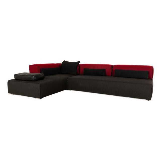 Panton Corner Sofa in Grey and Red Upholstery from Leolux For Sale