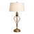 Vintage Sunlit Bronze Scrollwork Table Lamp — Transitional Neoclassical, 32” H, Linen Drum Shade For Sale