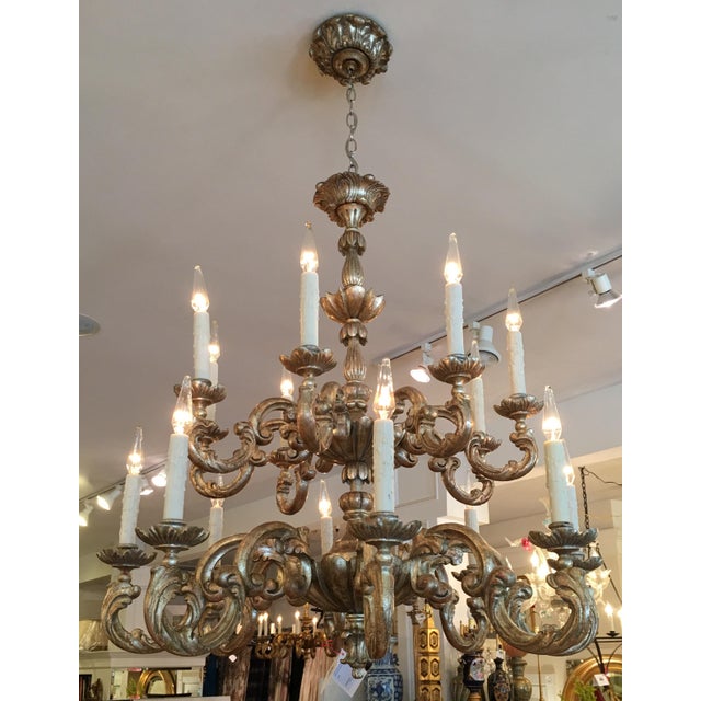Randy Esada Designs for Prospr 18th C Style Carved Italian Gilt Wood Chandelier by Randy Esada for Prospr For Sale - Image 4 of 4
