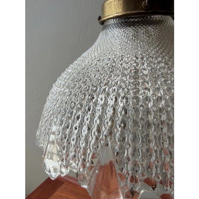 Vintage Brass Table Lamp with Glass Shade, 1960s For Sale - Image 4 of 9