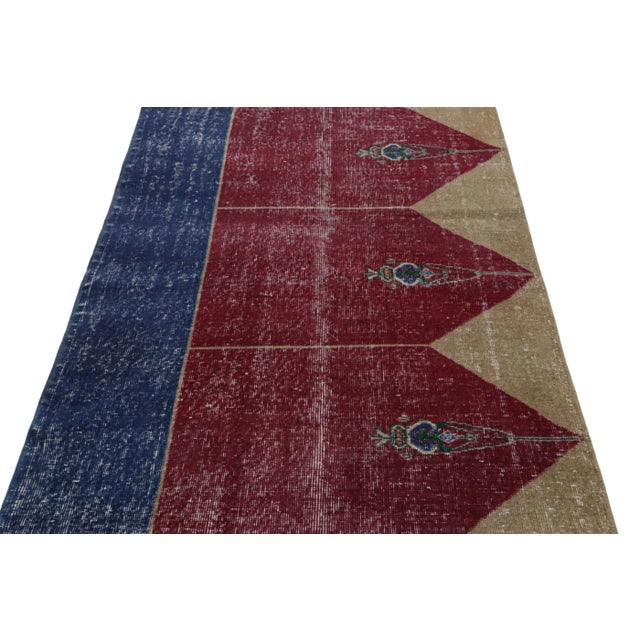 Traditional 1950s Vintage Turkish Rug in Red With Geometric Patterns For Sale - Image 3 of 7