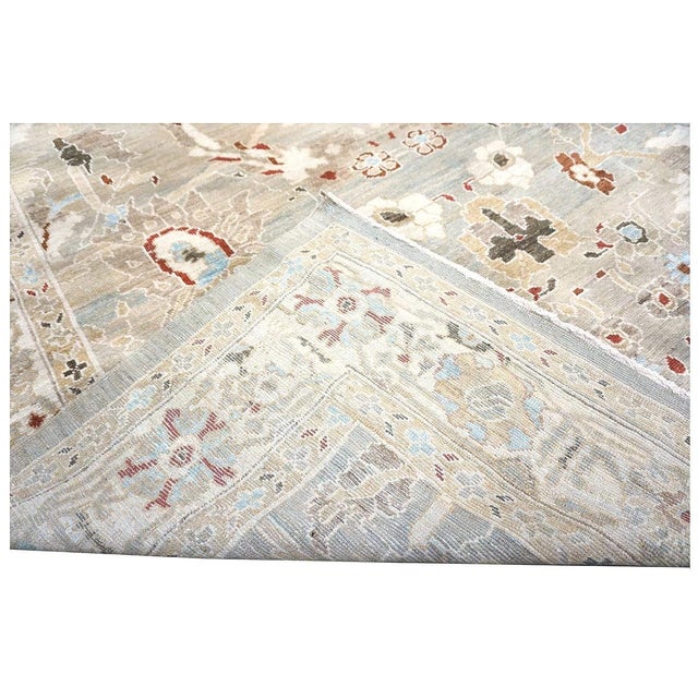Tan Persian Sultanabad Wool 8x8 Tan, Blue, & Ivory Handmade Square Area Rug #1143023 For Sale - Image 8 of 8