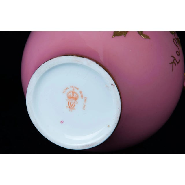 Victorian Crown Derby England Porcelain Pink Ground Vase, Late 19th Century For Sale - Image 3 of 4