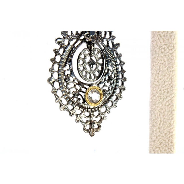 Gold and Silver Earrings with Central Zirconias, Set of 2 For Sale - Image 9 of 11