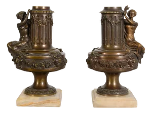 Classical Style Vases or Lamp Bases in Bronze, Set of 2