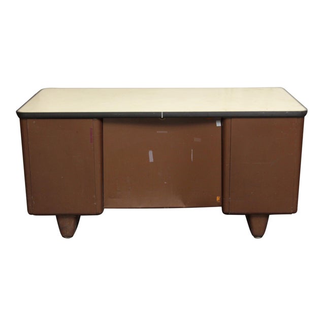 Vintage Mid Century All Steel Tanker Office Desk For Sale - Image 9 of 9