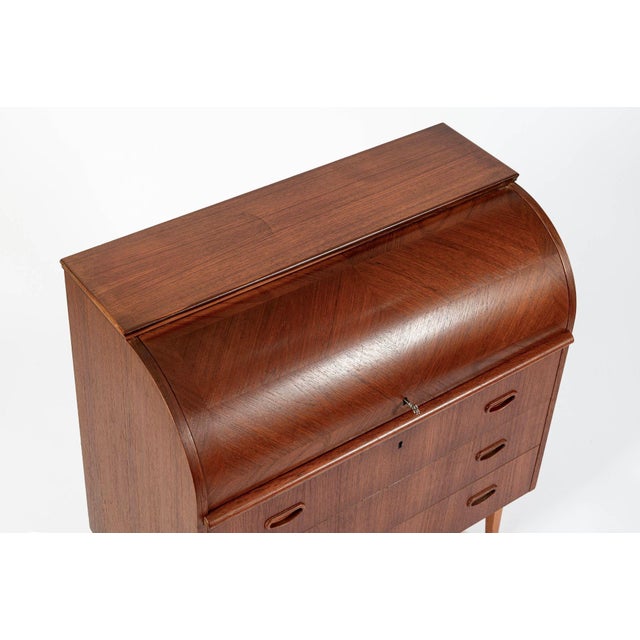 Scandinavian Teak Wood Rolltop Secretary Desk by Egon Ostergaard, Made in Sweden For Sale - Image 12 of 17