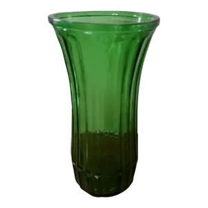 Vintage E.O. Brody Co. Green Glass Ribbed Vase 4088-C