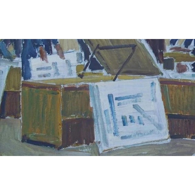 1970s Soviet Scientists Oil Painting, Original Socialist Realism Art 50-80 For Sale - Image 5 of 6