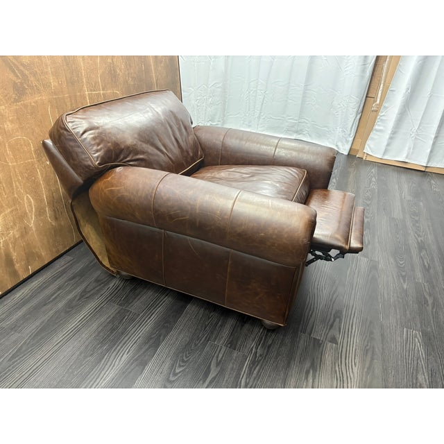 Rh Original Lancaster Leather Recliner Italian Brompton Leather | Cocoa | Down-Feather Fill For Sale - Image 13 of 18