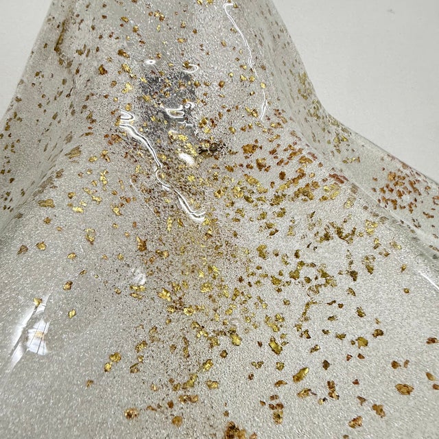 Mid-Century Glass Table Lamp with Golden Flakes, 1970s For Sale - Image 4 of 18